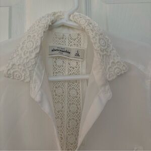 Abercrombie Kids white Lace Collar and back Shirt girls size small